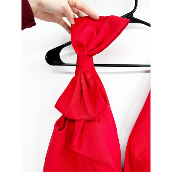 Mac Duggal 49454 Bow Shoulder V Neck Gown in Red Size 10 NWT - Picture 6 of 7